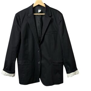 J Crew black Cotton collared two-button work-office career blazer Size 14